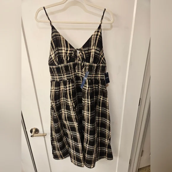 NWT - Lucky Brand Cotton/Modal Fully Lined Smocked Waist Midi Dress - Size L - Picture 3 of 16